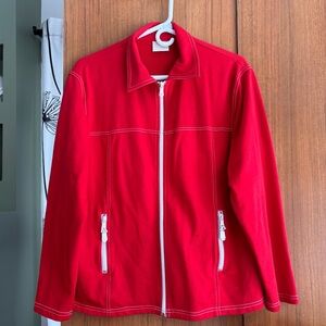 Koret K-Wear Red Zip Up Jacket White Contrast Stitching Coat